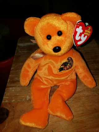 Ty Beanie Baby Thankful The Bear (internet Exclusive) (7.  5 Inch) Mwmt
