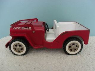 Vintage Tonka 1960 ' s Red Metal Life Guard Jeep for age 2