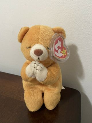 Ty Beanie Baby Hope The Praying Bear With Tag Errors Rare Retired 1998 1999