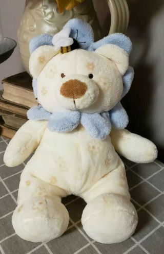 Ty Pluffies Bear Blooms 2004 Cream Bear Blue Flowers And Honey Bee Tylux Plush