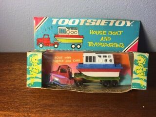 Vintage Tootsietoy Semi House Boat Transporter In Package