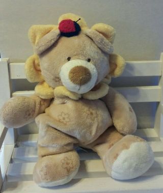 Ty Pluffies Baby Blossom - 2004 Tan Bear With Yellow Flowers Love To Baby Plush