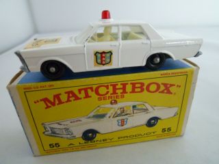 Vintage Matchbox Lesney No.  55c Ford Galaxie Police Car 1966