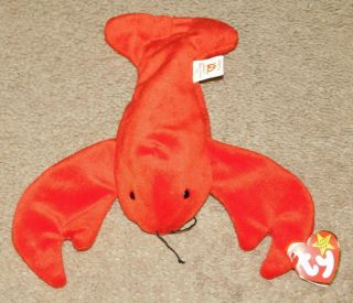 1993 Retired Ty Beanie Baby Pinchers The Lobster W/ Pvc Pellets - Tags Attached