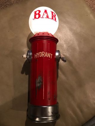 Vintage Fire Hydrant Bar Light Lamp Battery Operated Metal Base Plastic Globe