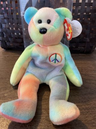 Ty Beanie Baby Very Rare Peace Bear Collectible With Multiple Tag Errors