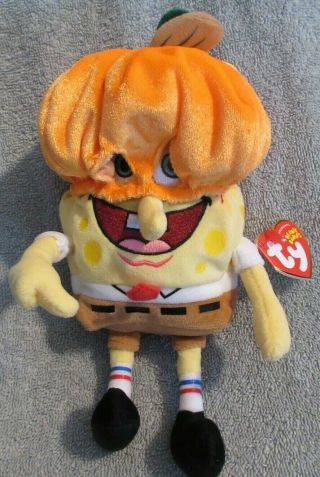 Ty Beanie Baby Spongebob Pumpkin Mask 3 Mwmt