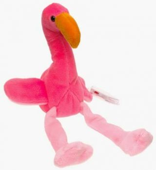 Ty Beanies Baby Pinky The Flamingo Rare Vintage Plush Stuffed Animal -