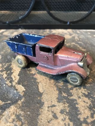 Vintage 1920’s Hubley Style Cast Iron Purple & Blue,  Rubber Wheels Dump Truck