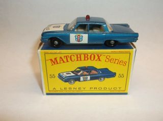 Matchbox Lesney 55 Ford Fairlane Police Car W/original Box