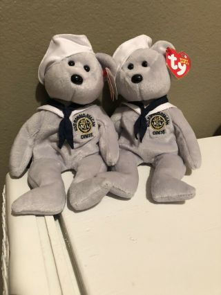 2 Ty Beanie Baby Bears - Ronnie (uss Ronald Reagan) - With Tag