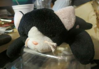Ty Beanie Babies Zip The Cat 4004 All Black Paws Pink Ears Whiskers White Face
