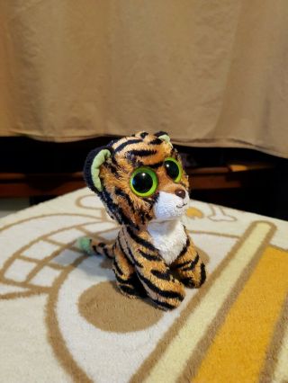 2010 Ty Beanie Boos Approx 6 " Stripes The Tiger Plush (with Solid Eyes)