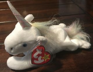 Ty Beanie Baby Mystic Unicorn Iridescent Horn Rainbow Mane/tail 1994