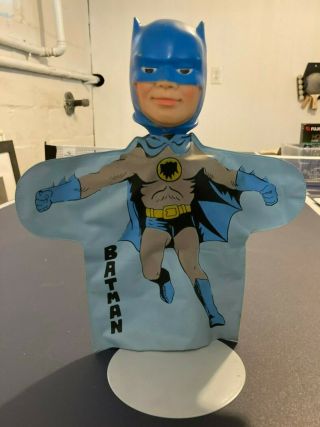 Vintage 1966 Ideal Batman Hand Puppet In With Stand For Display