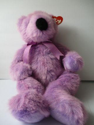 1999 Vintage Ty Beanie Baby Buddy Lilacbeary Bear Mwmt 14 " Purple