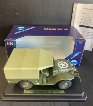 Gonio Metal Model Green Dodge Wc 52 Tin 1012 Military Vehicle Wwii 1:24 Scale