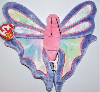 Butterfly Plush Pink Purple Vintage 1999 Ty Beanie Babies Flitter 8 " Stuffed Toy
