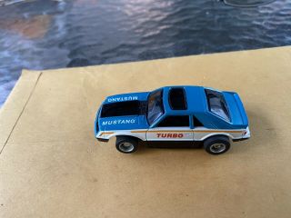 Tyco HO Scale Turquoise & White Mustang Turbo Slot Car 2