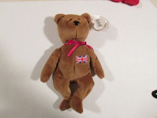 Ty Beanie Baby 1997 Britannia The Bear Brown Bear With Tags