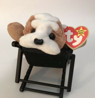 Ty Beanie Baby: 1996 Wrinkles: Tan Bulldog,  Rare Waterlooville Tag,  Style 4103
