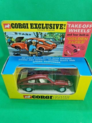 Vintage Corgi Toys 341 Mini Marcos Gt850 Golden Jacks Mib