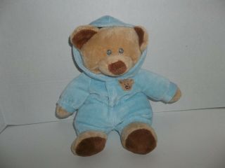 2014 Ty Pluffies Baby Bear Blue Plush Beanie Baby 10 " Tall Sewn Eyes