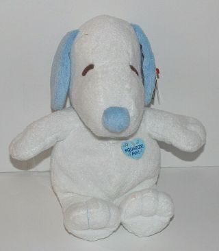 Ty Pluffies Peanuts Snoopy White Blue Musical 11 " Beanie Baby Stuffed Plush Tag