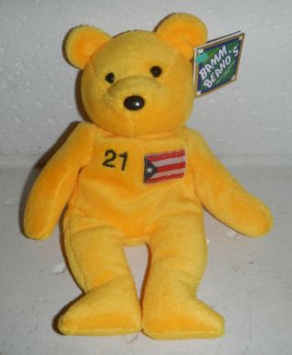 Nwt Pittsburgh Pirates Roberto Clemente 21 Bamm Beanos Beanie Baby Plush Bear