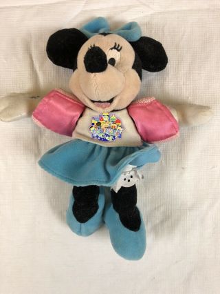 Disney World It’s A Small World Minnie Mouse Bean Bag Plush 9 " Stuffed Doll