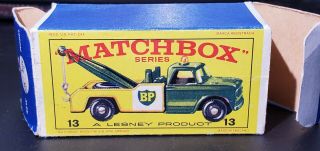 Box Only Matchbox Lesney 13 Bp Reverse Colors Dodge Wreck Truck W/grey Hook