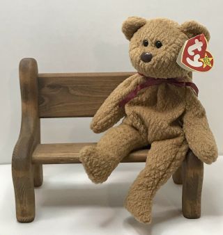 Ty Beanie Baby Curly The Bear W/style Tag Retired Dob: April 12th,  1996 (gm)