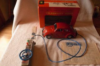 Vintage Bandai Red Volkswagen Sedan Battery Op Remote Control Car - Orig Box - Exc