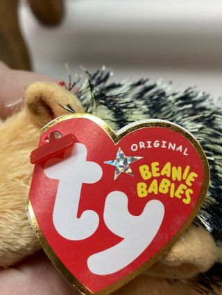 TY Beanie Baby Chuckles The Hedgehog With Tag Retired DOB: Oct.  23rd,  2004 2