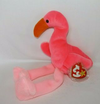 Ty 1995 Pinky The Pink Flamingo Beanie Baby - With Tag