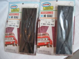 Aurora Afx Ho Scale 2 - 9 " Double Cross Track 1502 And 2 - 9 " Straight 2517 - 850 Nos