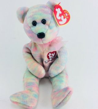 Ty Beanie Baby Tie Dye Plush Bear Celebrate 15 Years Multi Color Pe Pellets 2001