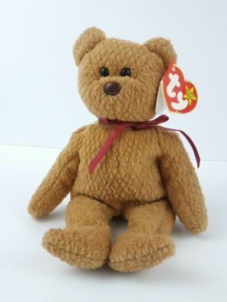 Ty Beanie Babies Curly 1996 Brown Bear Plush Toy Stuffed Animal