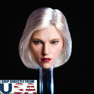 1/6 Black Widow Scarlett Johansson Head Sculpt Silver Hair For Hot Toys Phicen
