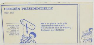 Notice Leaflet Only Dinky Toys 1435 CitroËn PrÉsidentielle & Ancien