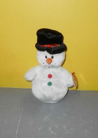 Ty Beanie Babies Baby Coolston The Snowman 7 " Bean Plush Christmas Fan W/ Tag