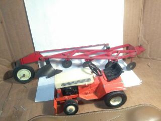 Custom 1/16 Allis Chalmers Garden Tractor W/ Sickle Bar Mower & 4 - Bottom Plow
