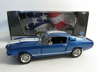 1967 Mustang Shelby Gt500 Blue 1:18 Ertl American Muscle 39414 Opened Displayed