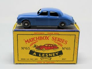 Matchbox Moko Lesney No65 Jaguar 3.  4 Litre In Dark Blue With Gpw In B5 Type Box