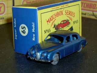 Matchbox Moko Lesney Jaguar 3.  4l Met Blue Gpw D - C 65 A1 Sc4 Vnm Crafted Box