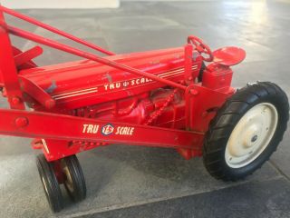Vintage Tru - Scale Tractor with bucket loader,  Pressed Steel,  Red 3
