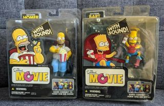 Homer And Bart Simpson (the Simpsons) Movie Mayhem Action Figures - Rare