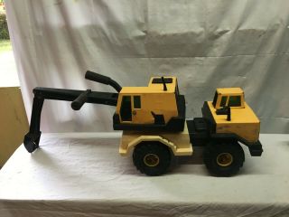 1998 Hasbro Tonka Mighty 748 Big Yellow Toy Excavator Backhoe Metal Truck