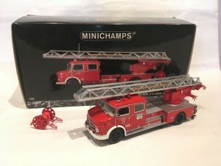 Vintage Minichamps 1:43 Mercedes Benz L 1113 Dl30 Aerial Ladder Fire Engine Mib