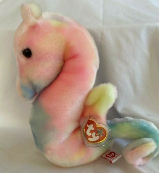 Ty Beanie Buddies Neon The Rainbow Seahorse 09417 Stuffed Plush Toy Vintage